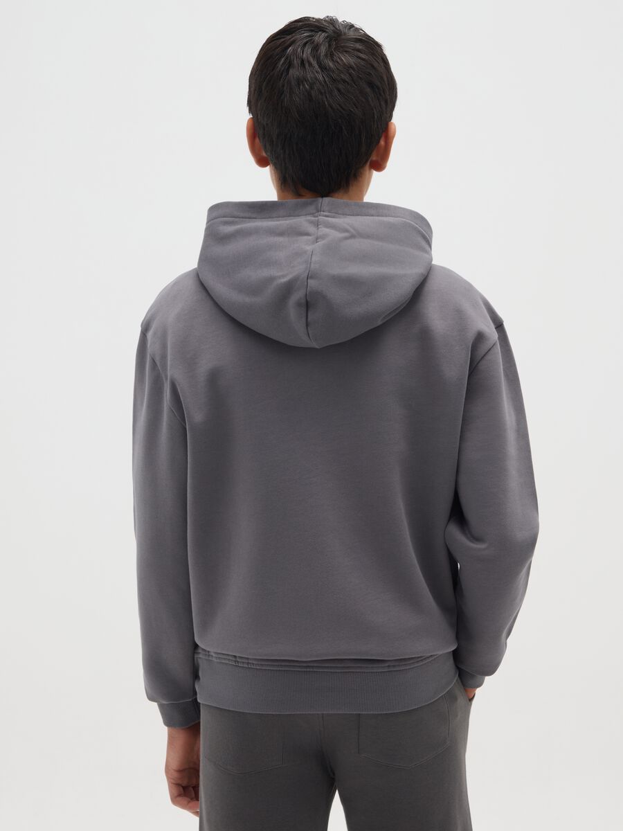 Boys' Gray Hooded Sweatshirt in Pure Cotton Regular Fit_1