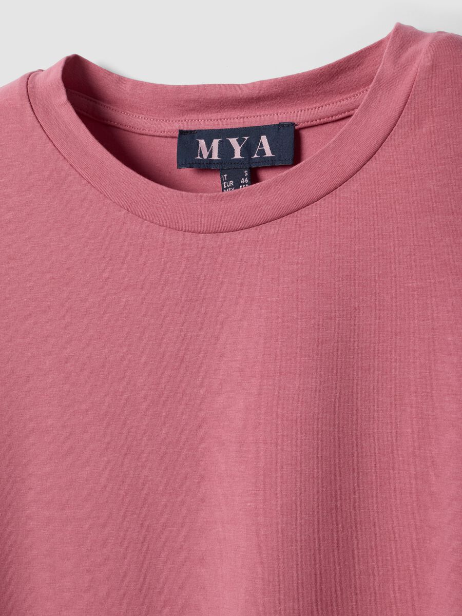 Pink crew-neck T-shirt in stretch cotton-modal blend, regular fit_5