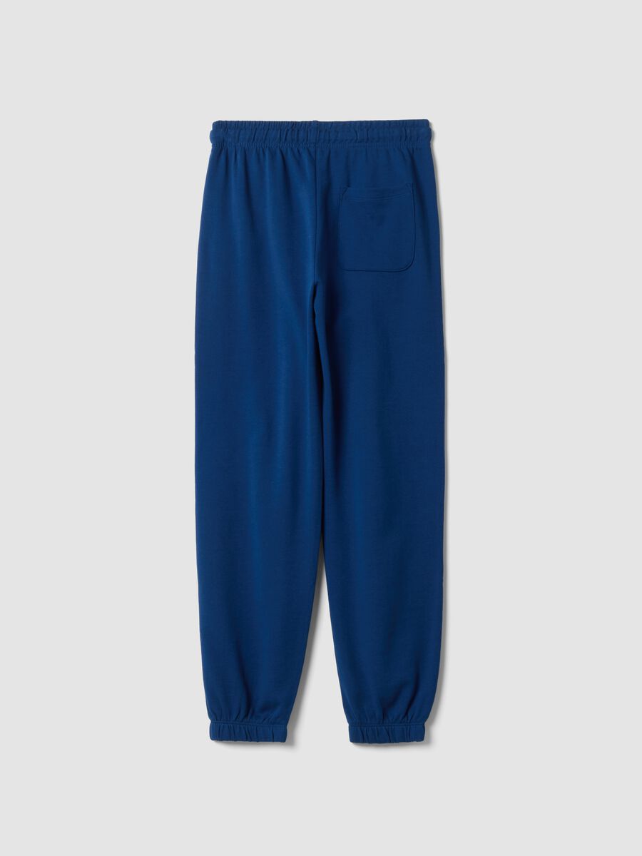Pantaloni jogger blu in puro cotone_1
