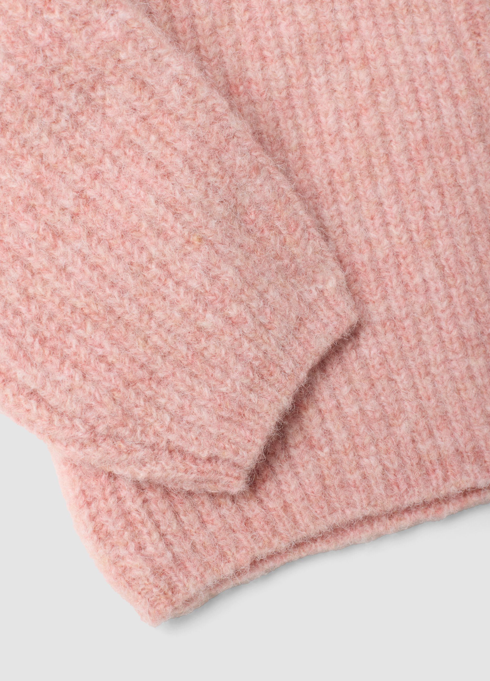 Pink oversized cardigan in stretchy viscose and wool