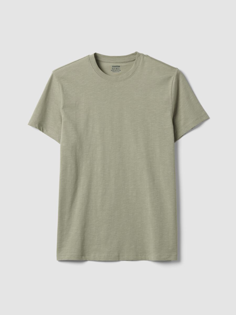 Grey regular-fit short-sleeve pure cotton T-shirt_0