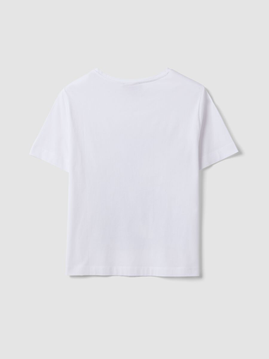White pure cotton T-shirt with graphic print, regular fit_5