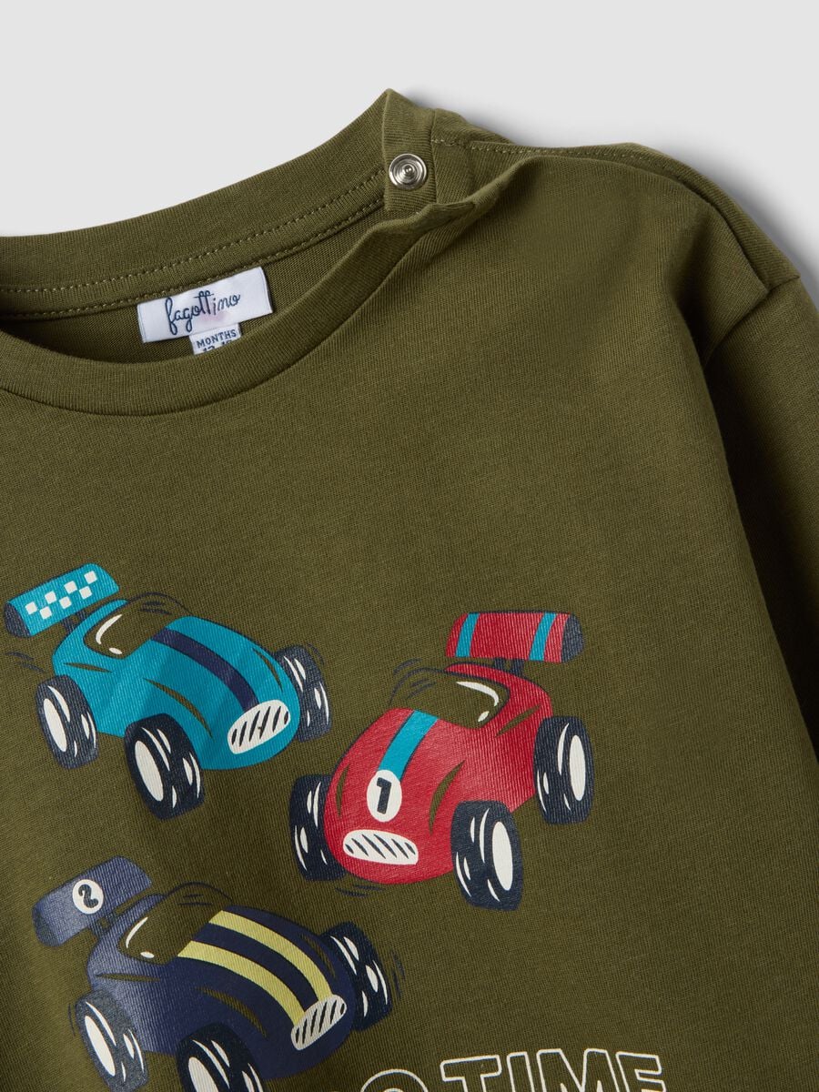 Green organic cotton T-shirt with racing cars for baby boys_2