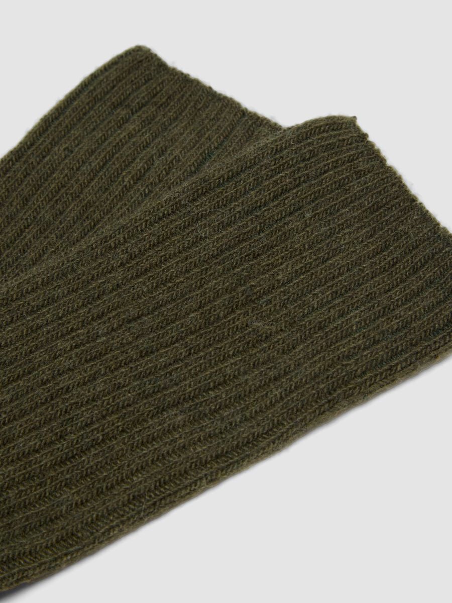 Green ribbed socks in wool, viscose and stretch cashmere_2