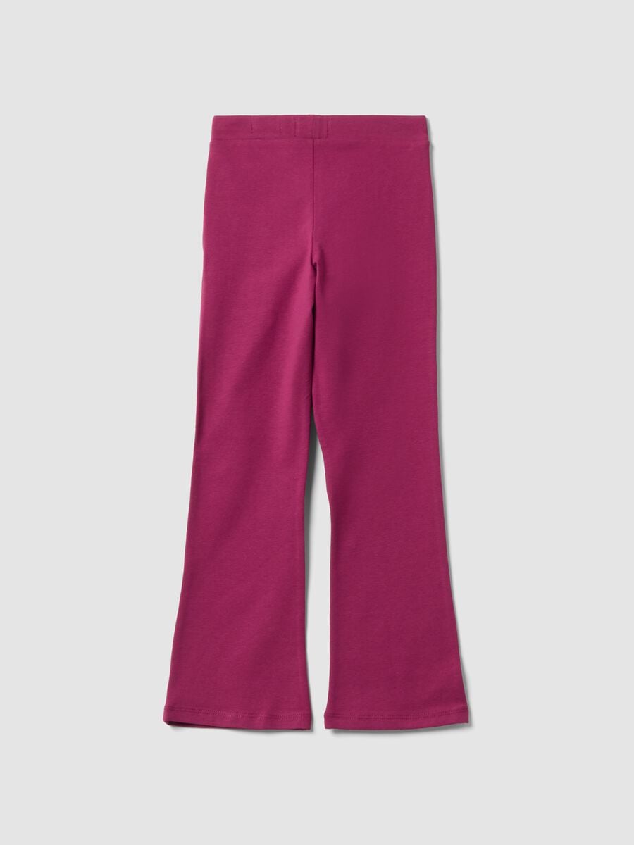 Purple stretch cotton flared leggings for girls_1