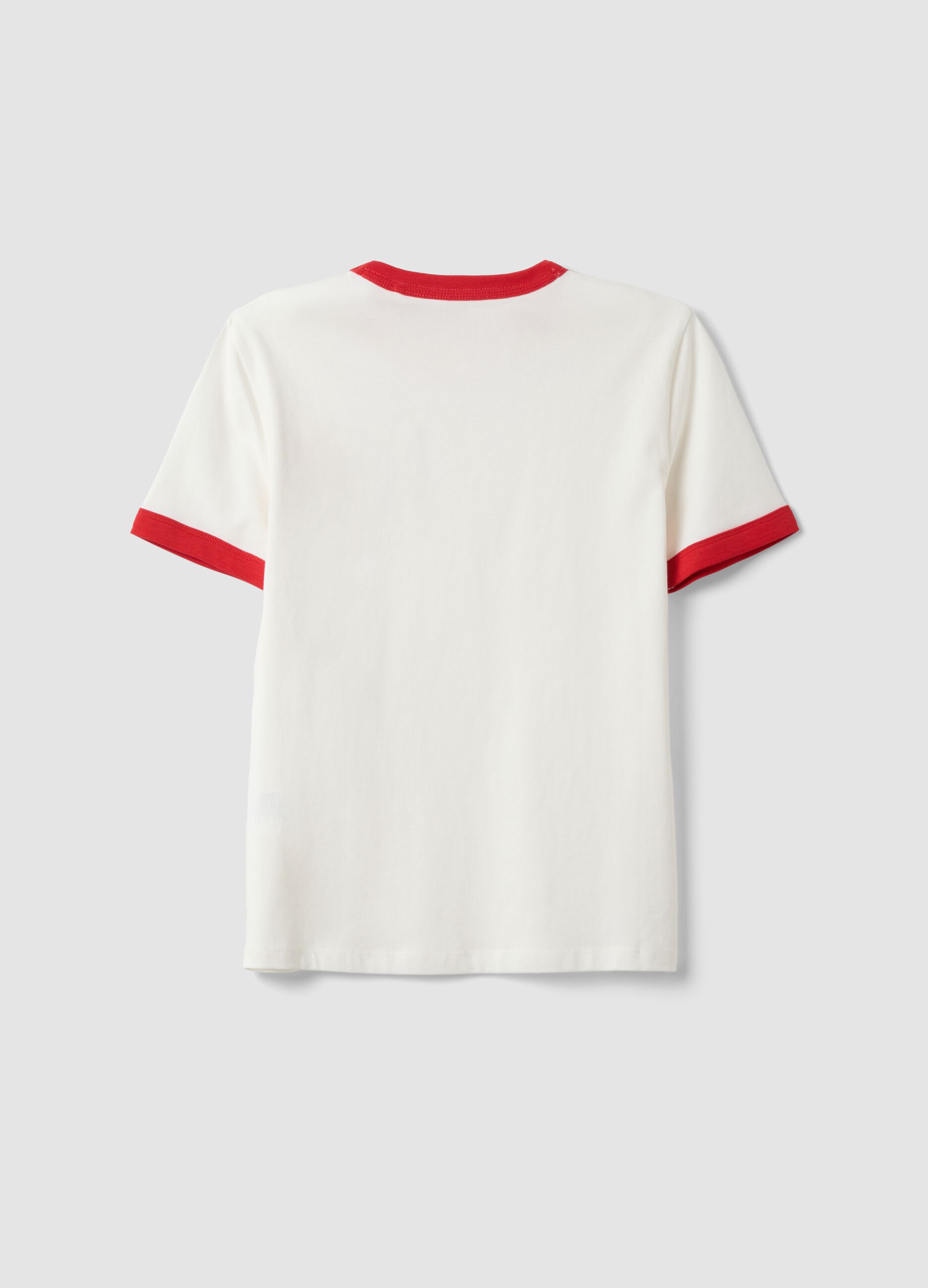 White pure organic cotton T-shirt with print, relaxed fit, for boys