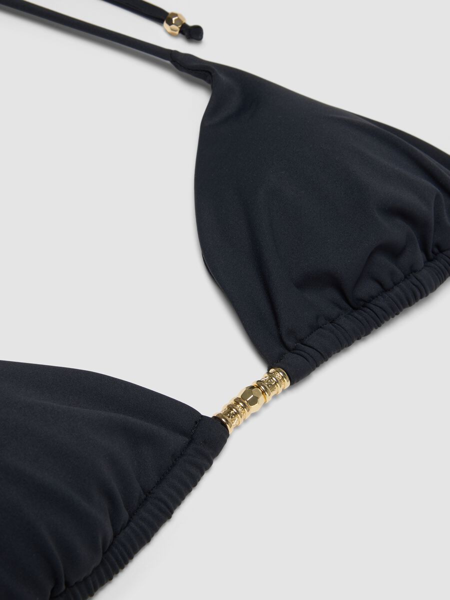 Black triangle bikini top in stretch fabric_5