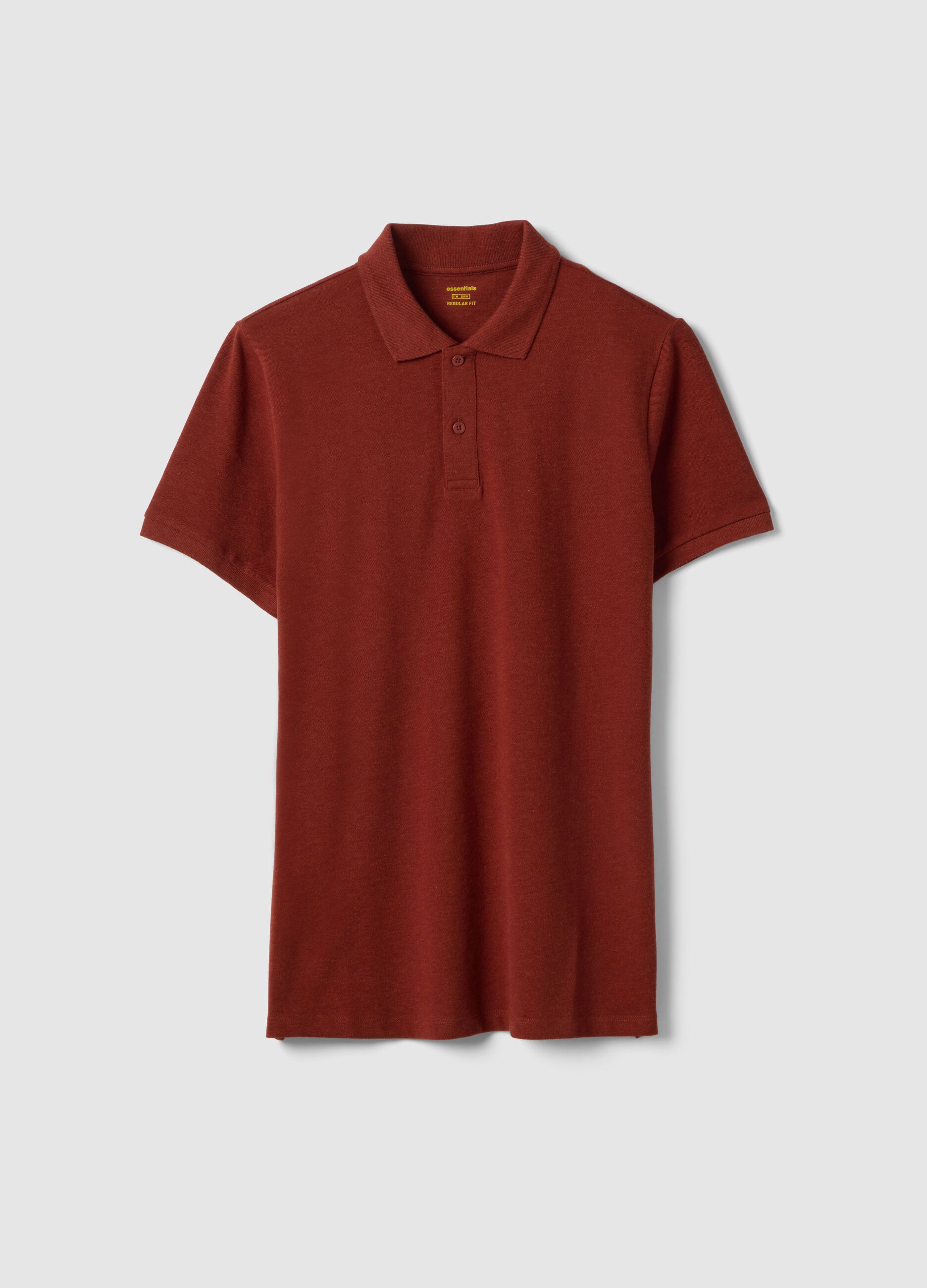 Red pure cotton short-sleeve regular fit polo shirt