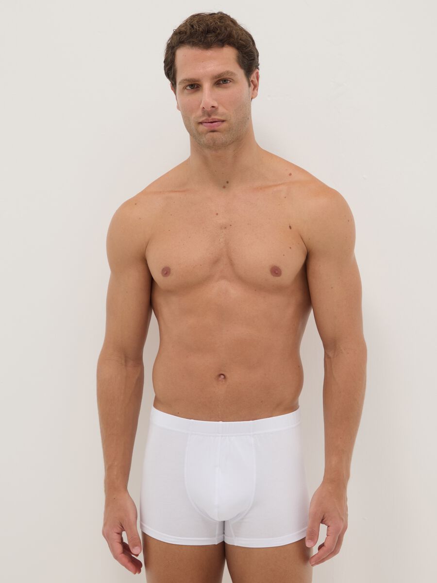 Multipack of white boxer shorts in stretch cotton regular fit_0