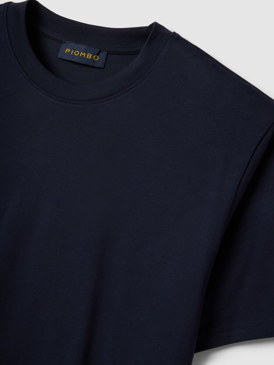 Blue Crew Neck Pure Cotton Relaxed Fit T-Shirt_5