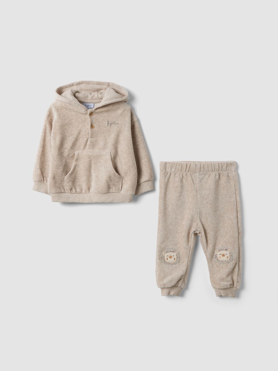 Completo velour beige melange in misto cotone_0