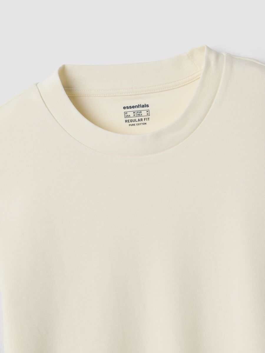 T-shirt bianca in puro cotone girocollo regular fit_1