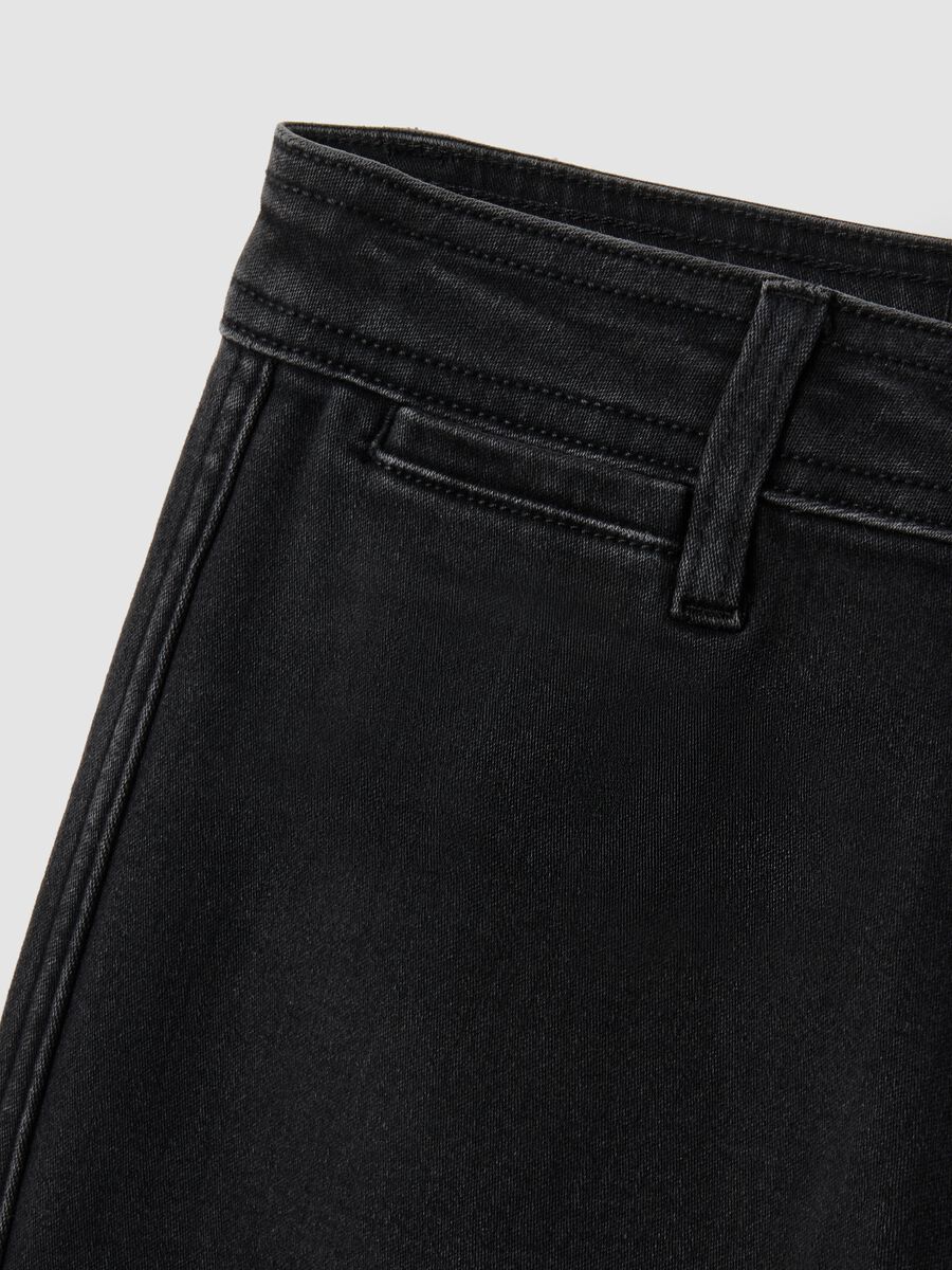 Black Stretch Cotton Wide Leg Jeans_5