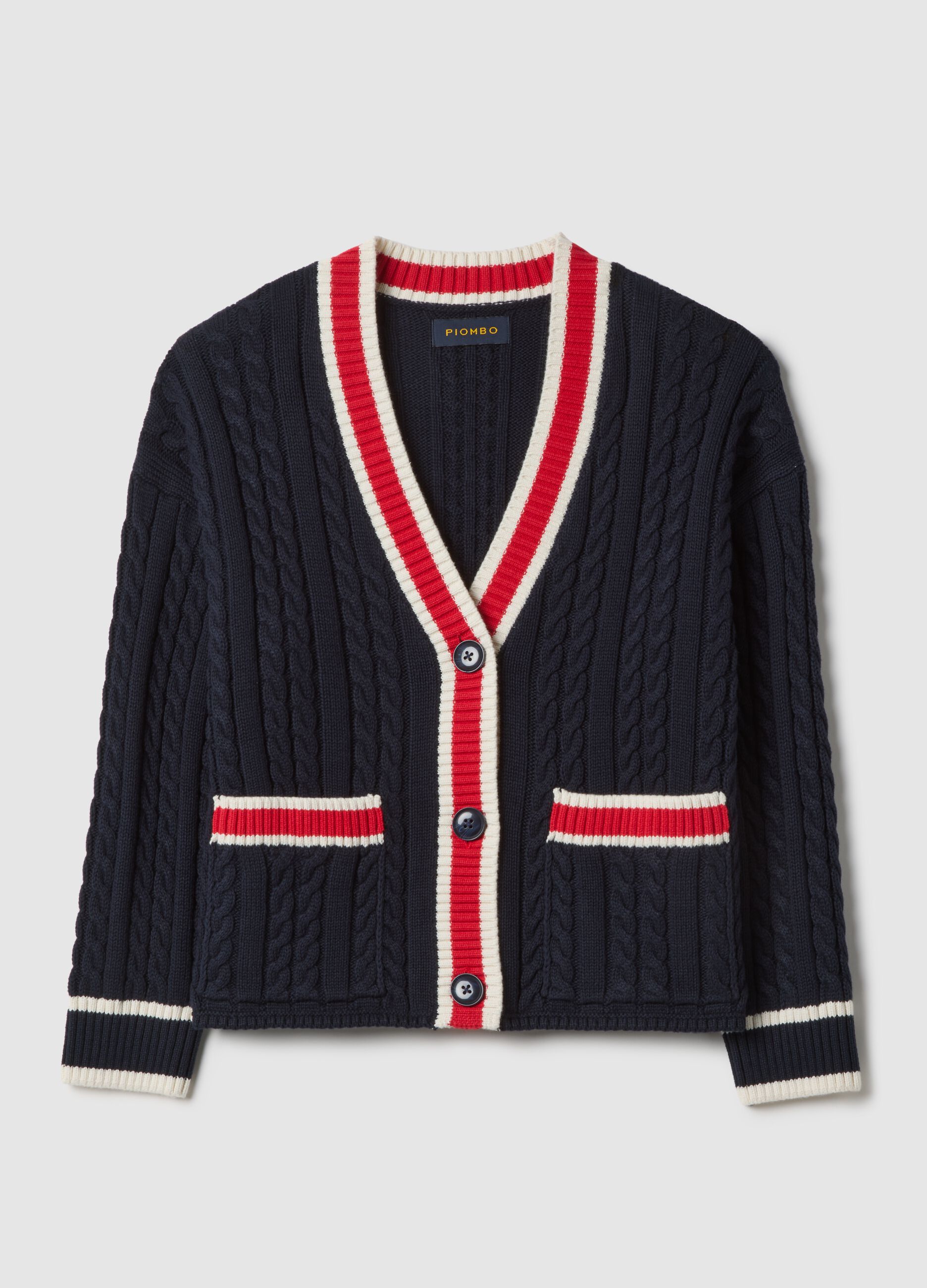 Multicolour pure cotton oversized cardigan with deep V-neck