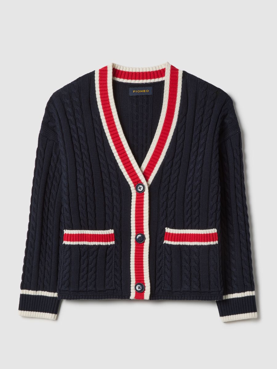 Multicolour pure cotton oversized cardigan with deep V-neck_0