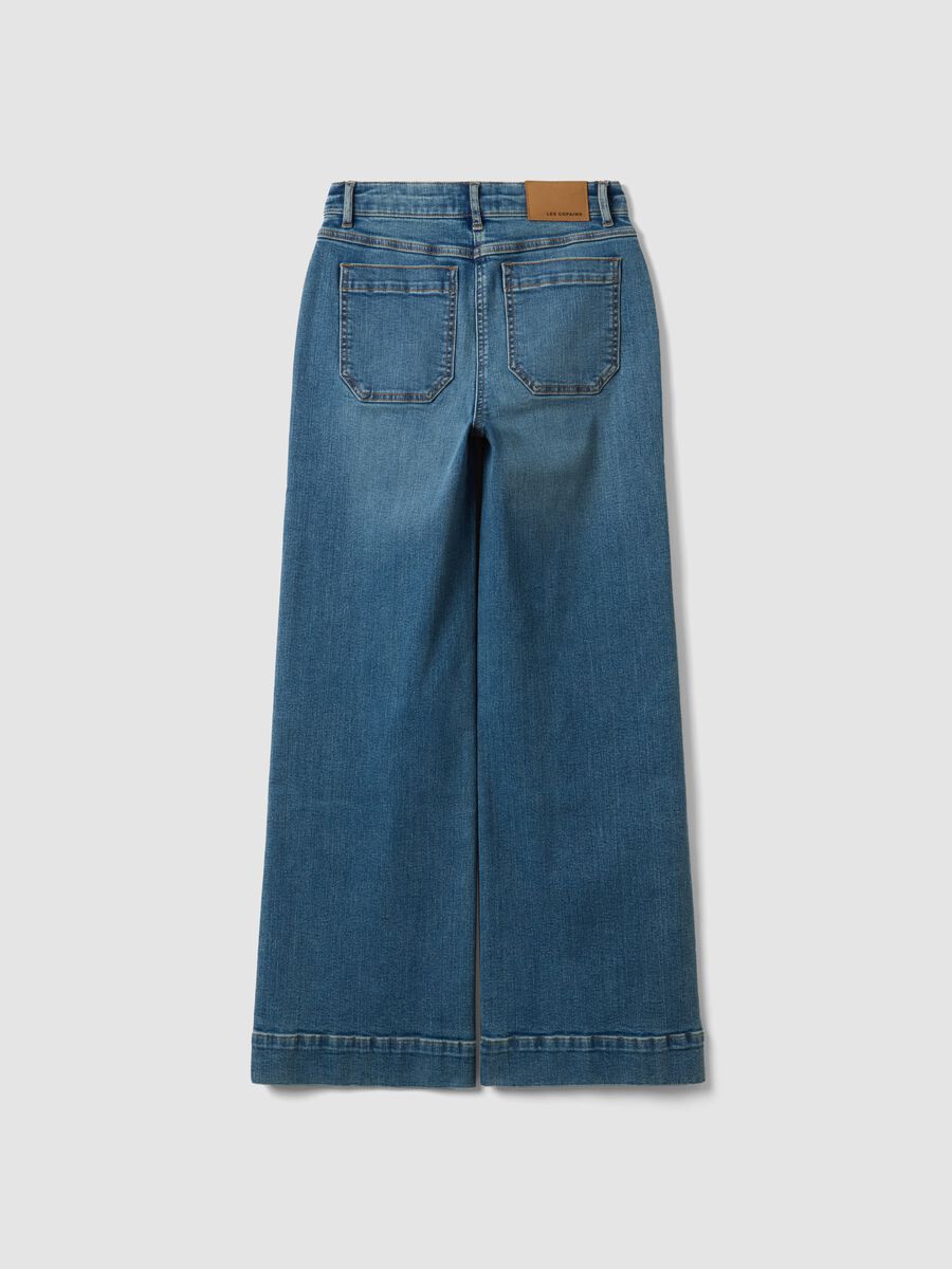 Blue wide-leg stretch cotton jeans_6