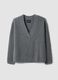 Grey marl pure cashmere deep V-neck oversized jumper_0