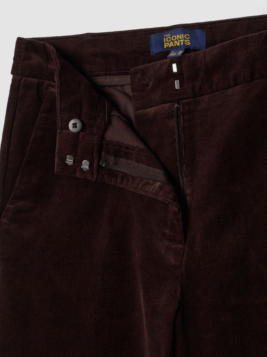 Braune The Iconic Pants Straight-Fit-Hose aus geripptem Stretch-Baumwollstoff_5
