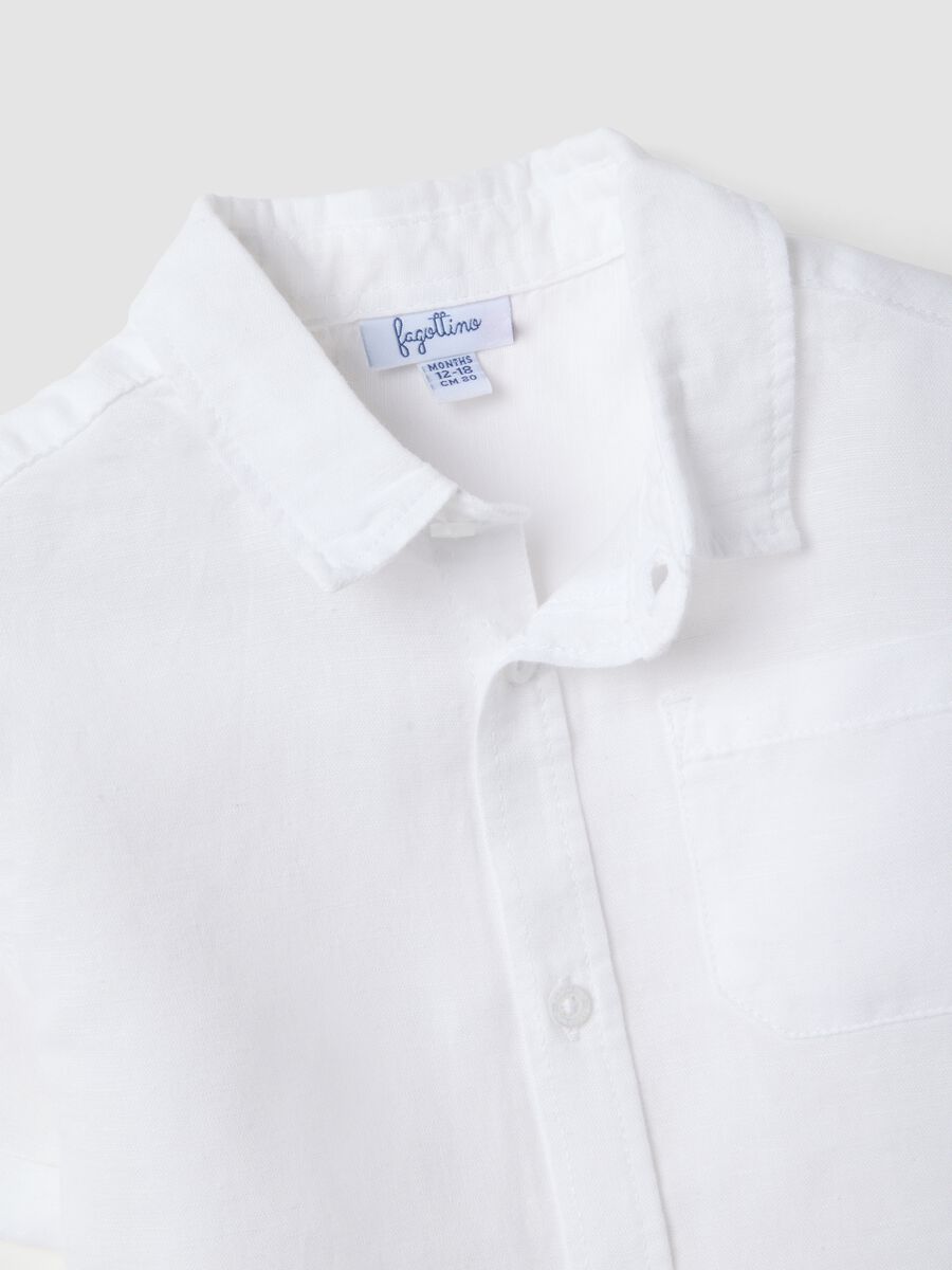 White linen-cotton blend boys' shirt regular fit_2