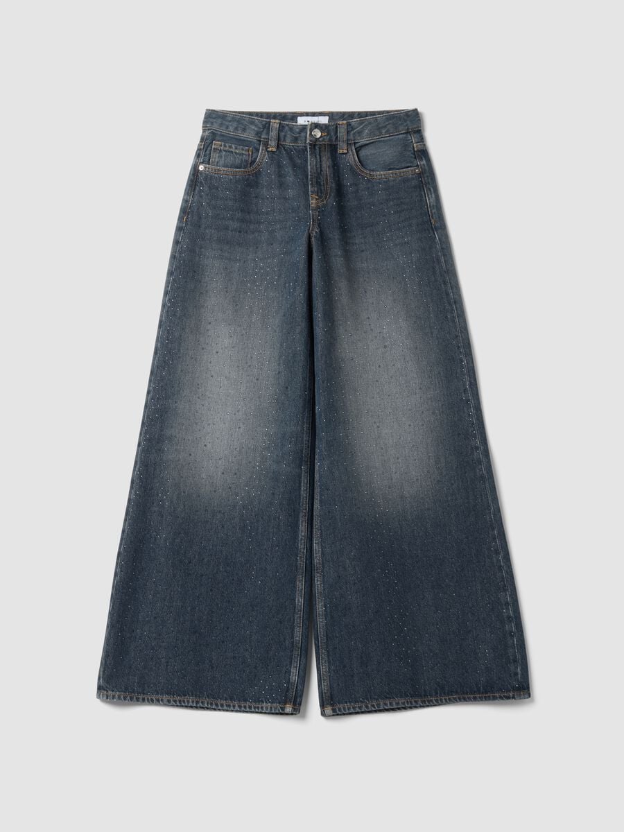Jeans denim blu super wide leg in puro cotone_5