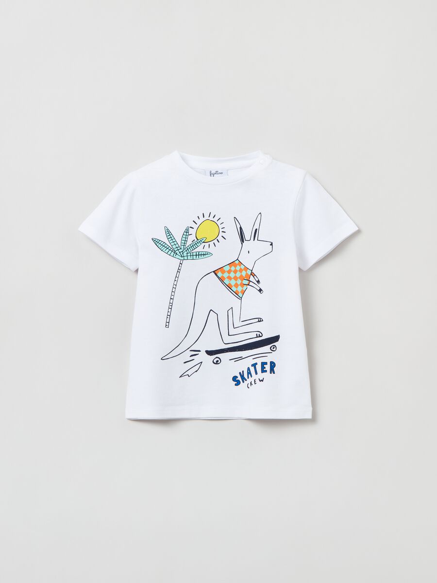 Cotton T-shirt with kangaroo skater print_0
