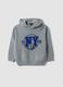 Grey stretch hoodie sweatshirt with print for boys_0