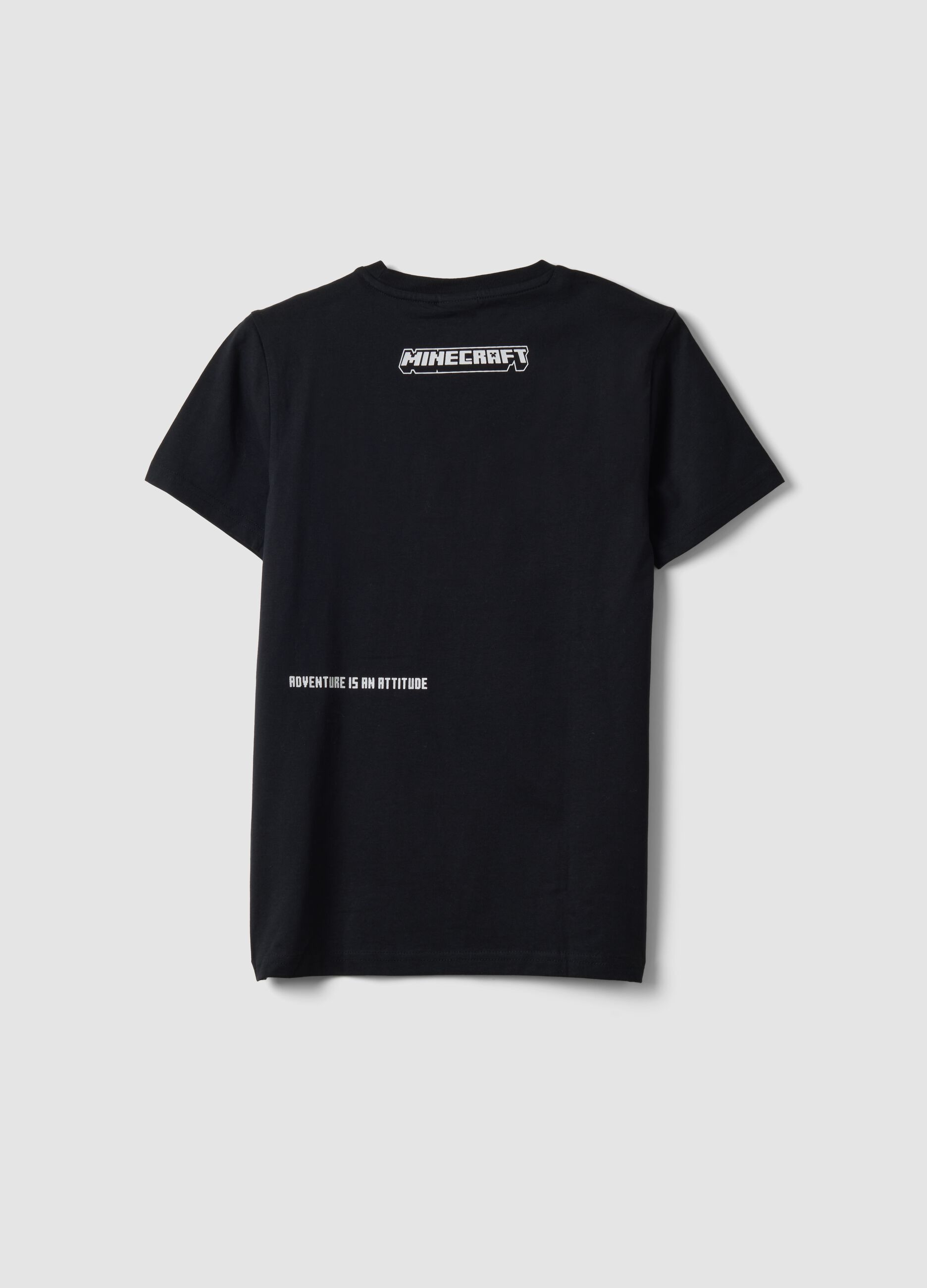 Schwarzes T-Shirt aus reiner Baumwolle mit Minecraft-Print f&uuml;r Jungen