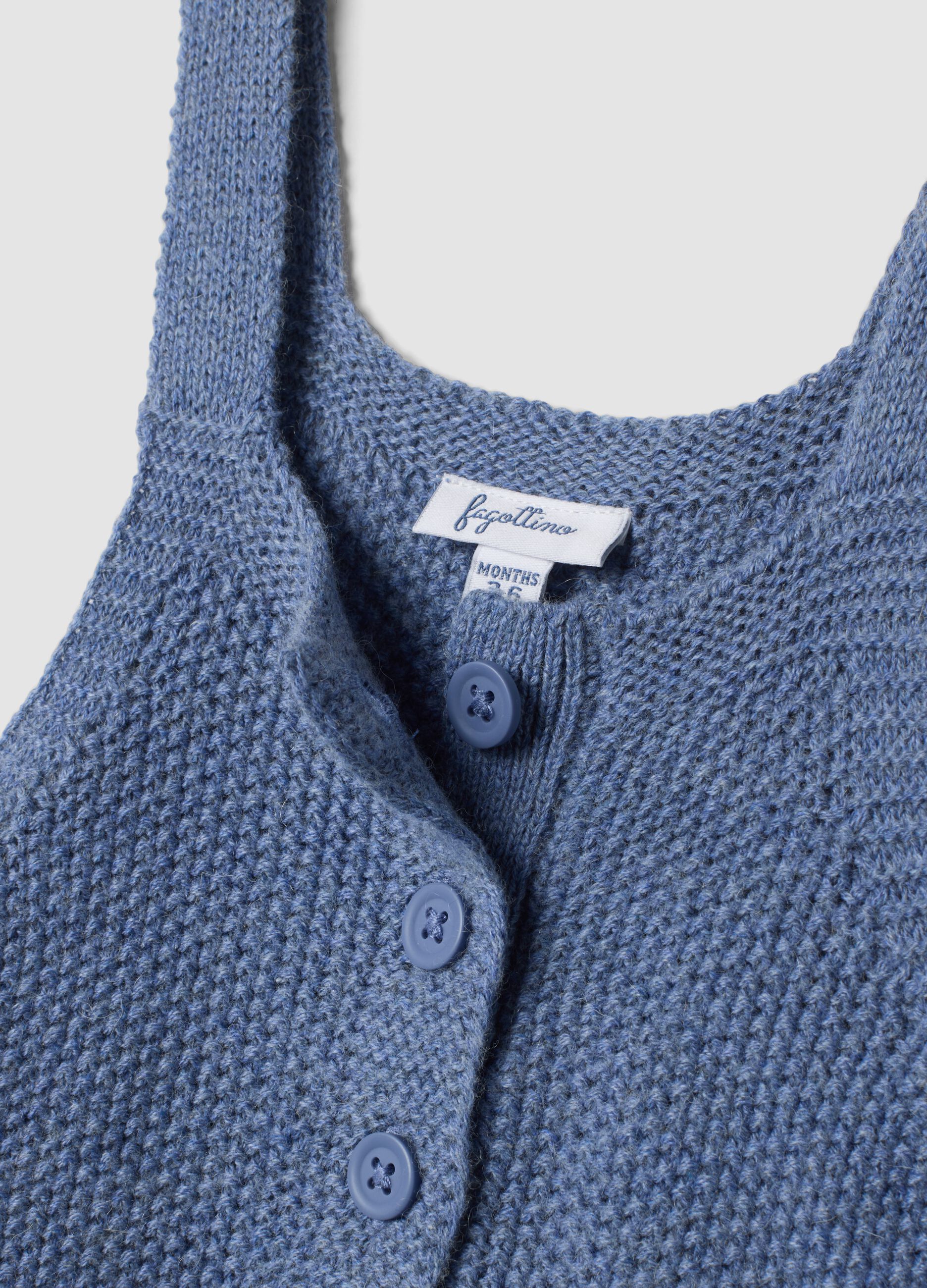 Salopette blu melange in misto cotone organico e lana