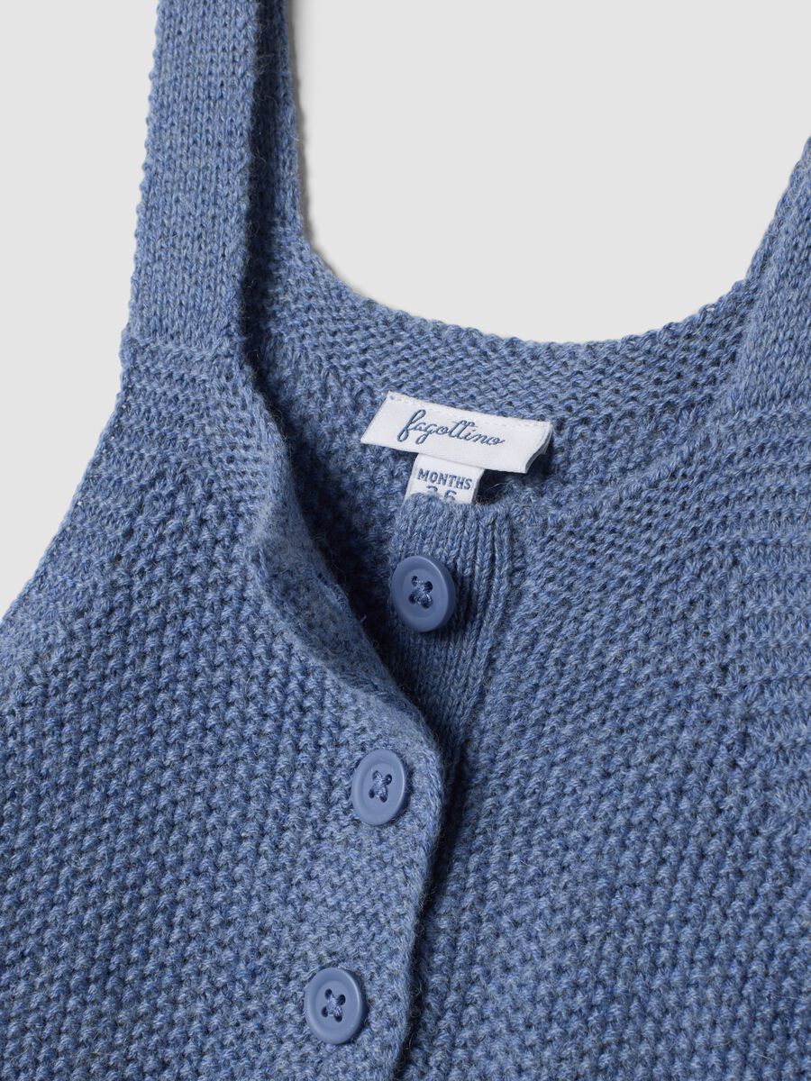 Salopette blu melange in misto cotone organico e lana_2