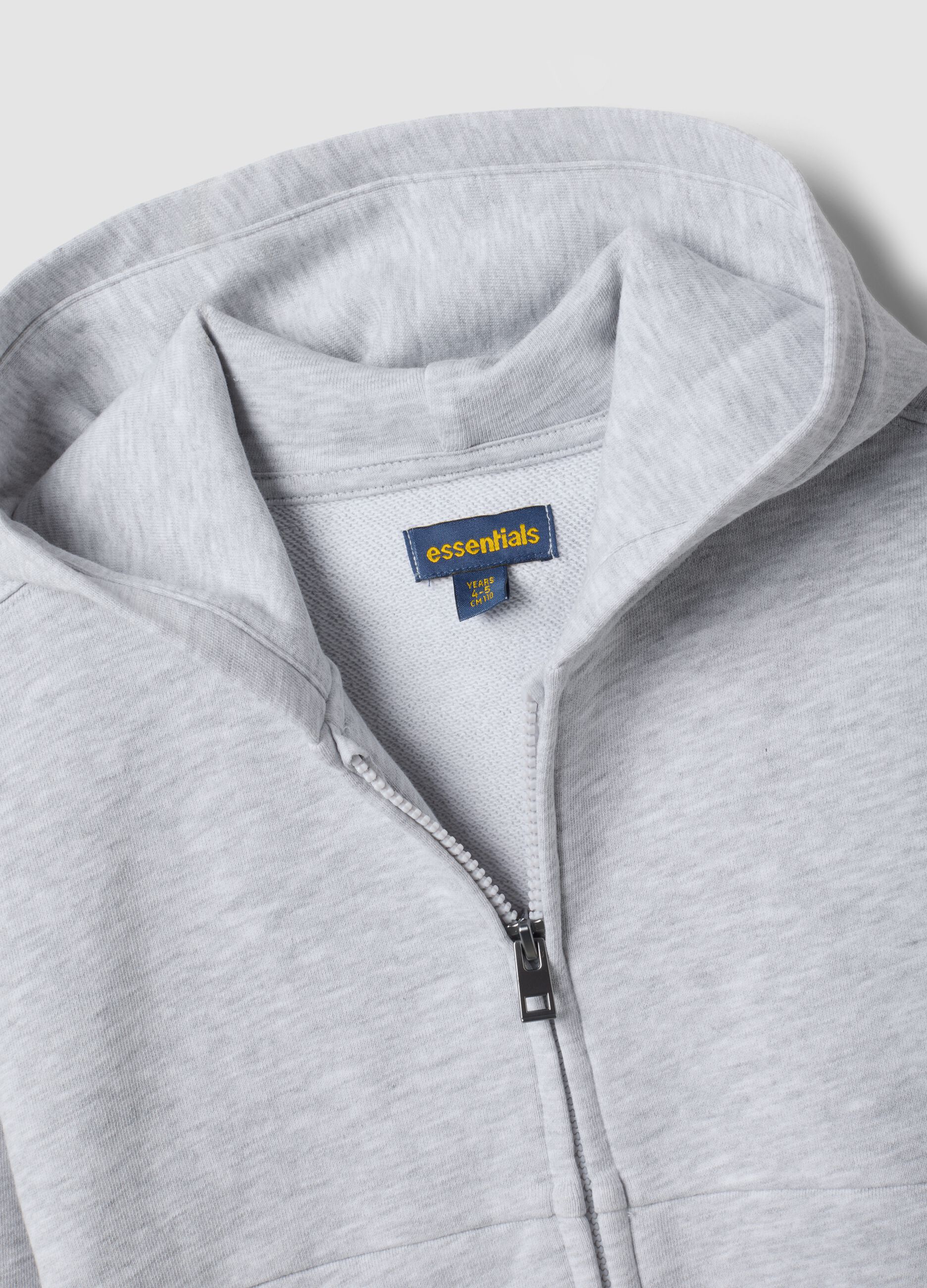 Grey organic cotton hooded sweatshirt with oversized fit for boys