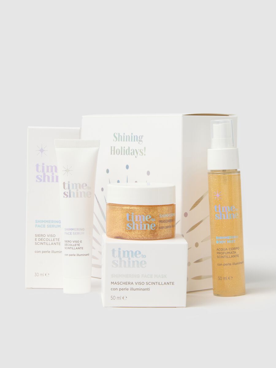 TIME TO SHINE Kit Trio Gold (m&aacute;scara + s&eacute;rum + mist corporal)_0
