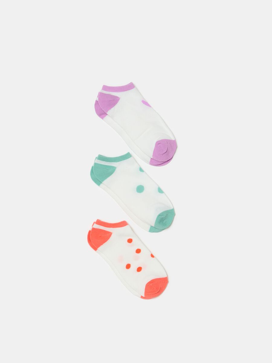 Three-pair pack shoe liners with heart and polka dots_0