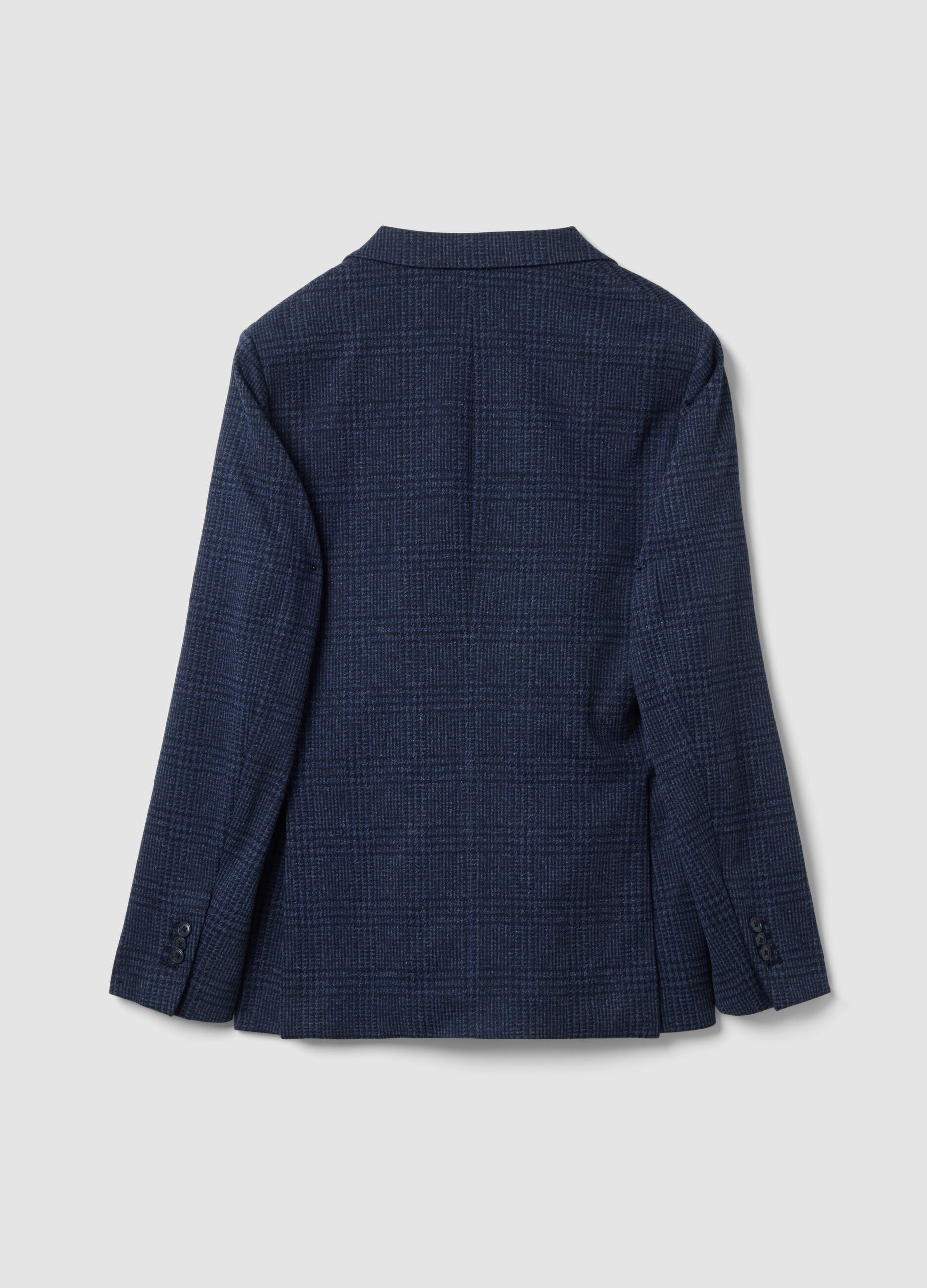 Indigoblauer, gef&uuml;tterter Stretch-Blazer, Regular Fit