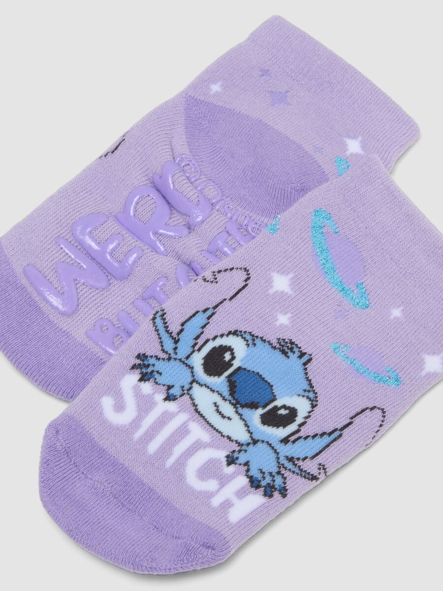 2-pack purple non-slip organic stretch cotton socks with Stitch_2