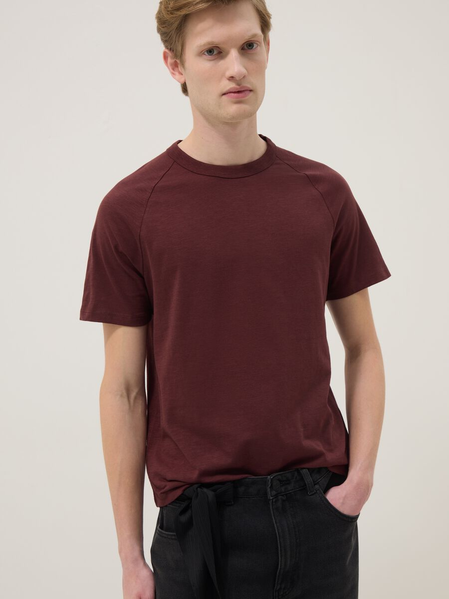 Red pure cotton regular fit T-shirt_3