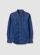 Blue pure cotton denim shirt, regular fit_4