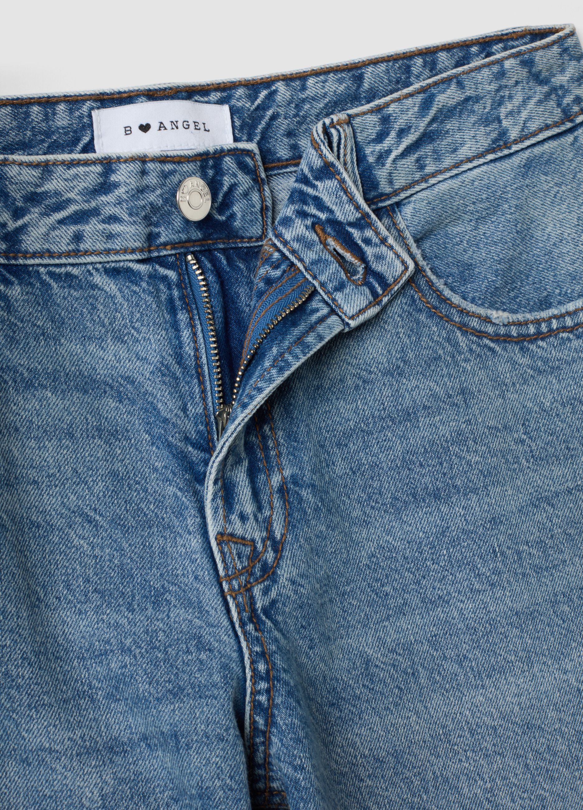 Hellblaue Denim-Jeans mit Wide Leg aus 100 % Baumwolle