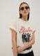 Beiges T-Shirt aus reiner Baumwolle mit Oversize-Print, Relaxed Fit_0