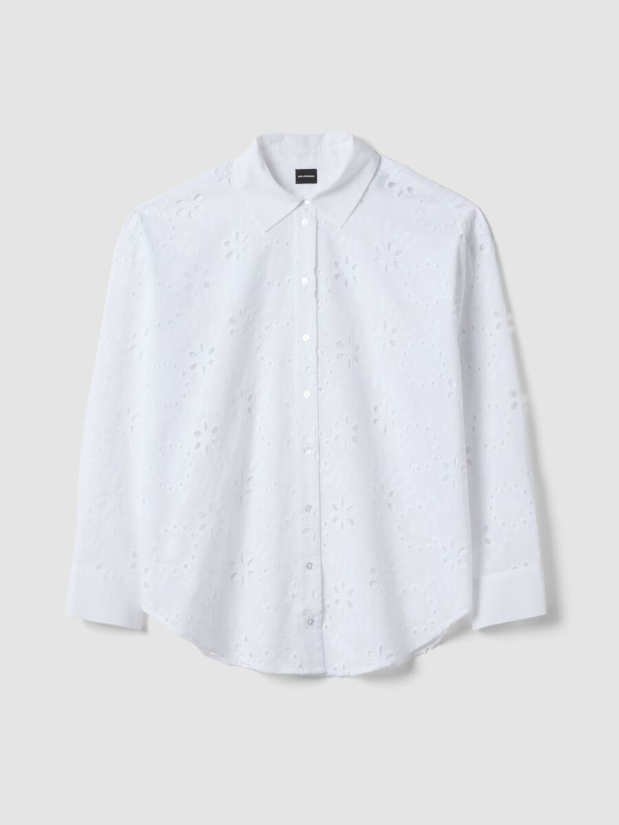 Weisse Bluse aus reiner Baumwolle mit Lochstickerei_4