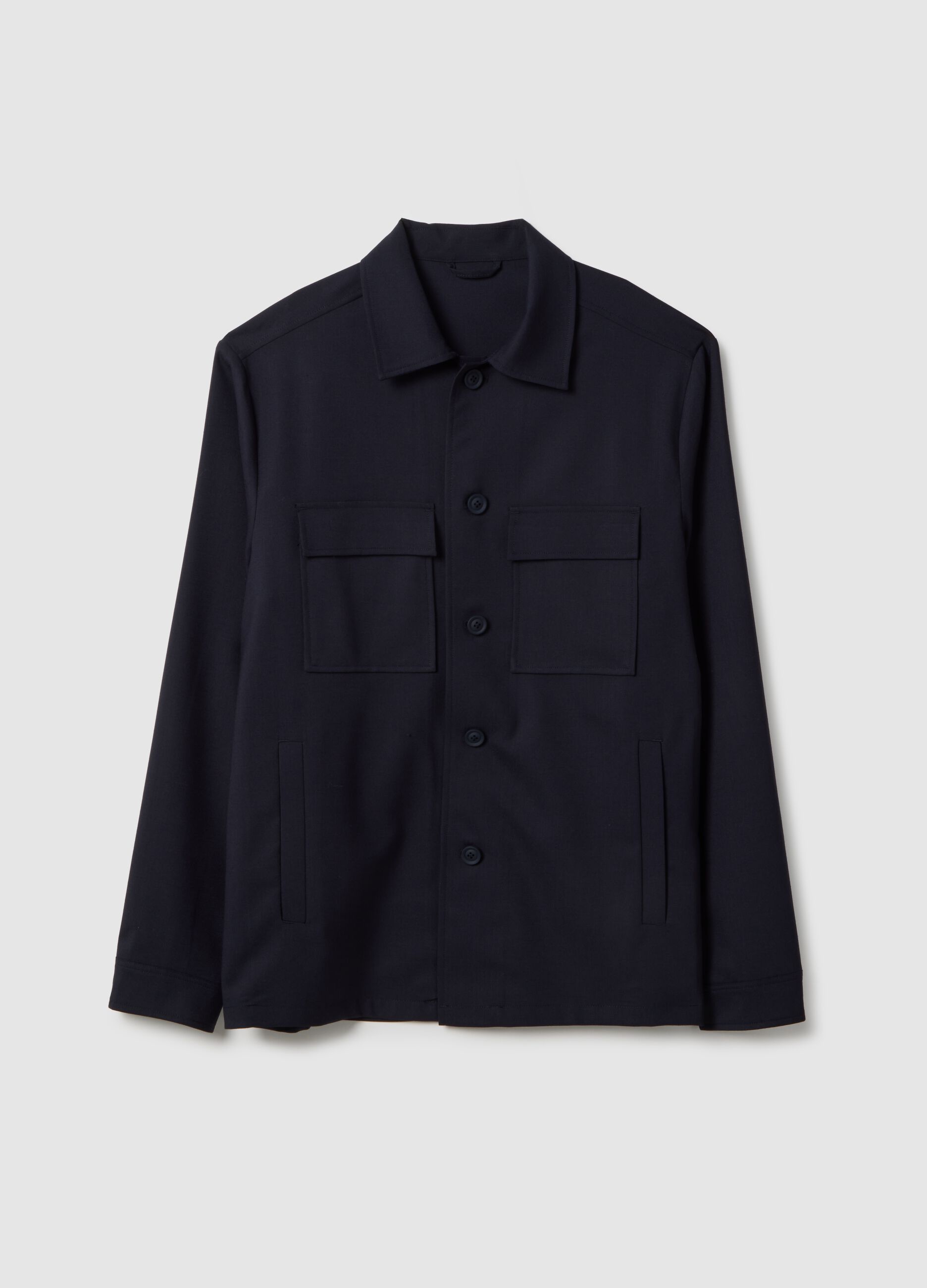 Light blue regular fit jacket with buttons and front pockets