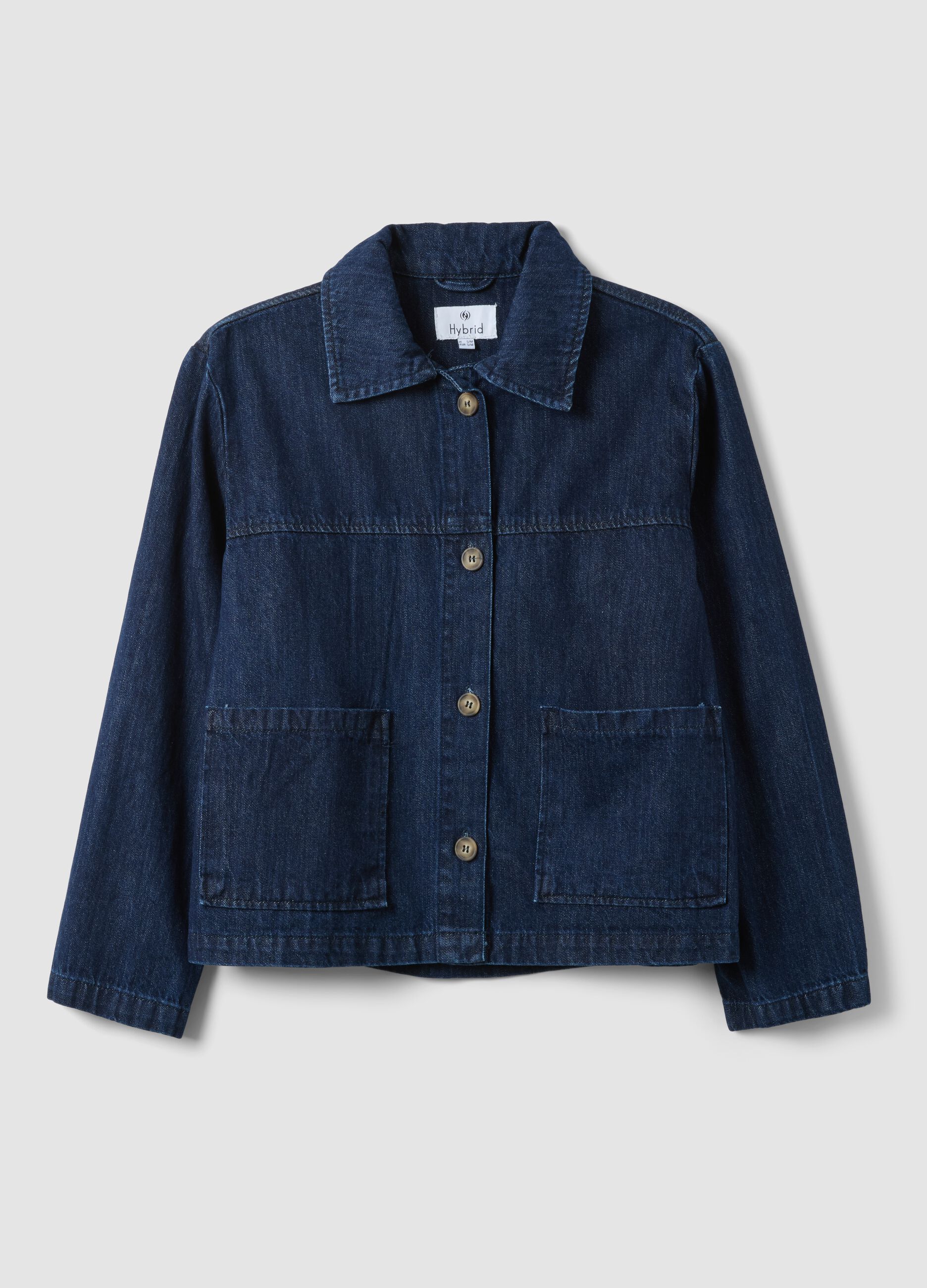 Blue regular fit pure cotton denim jacket with pockets