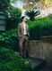 Brown pure linen regular fit trousers_0