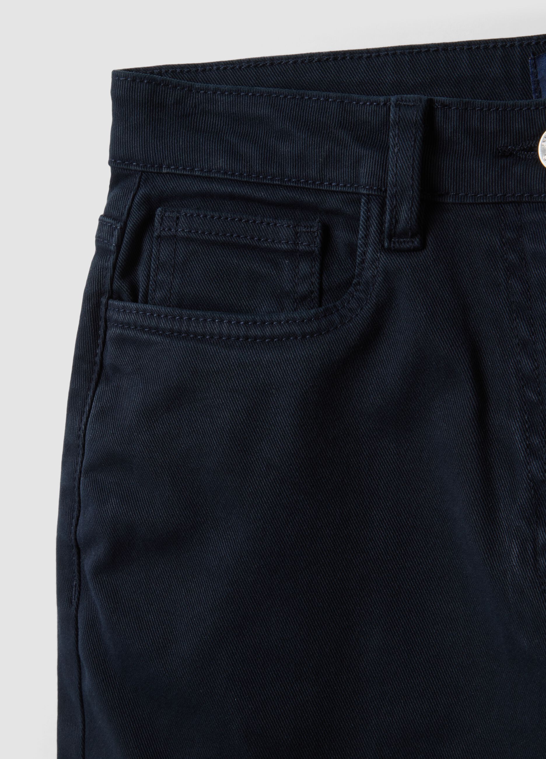 Navy stretch cotton wide-leg trousers