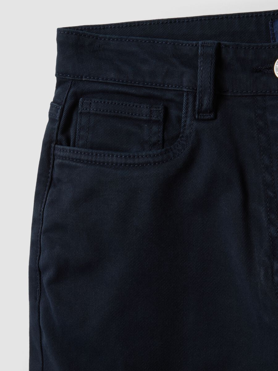 Navy stretch cotton wide-leg trousers_5