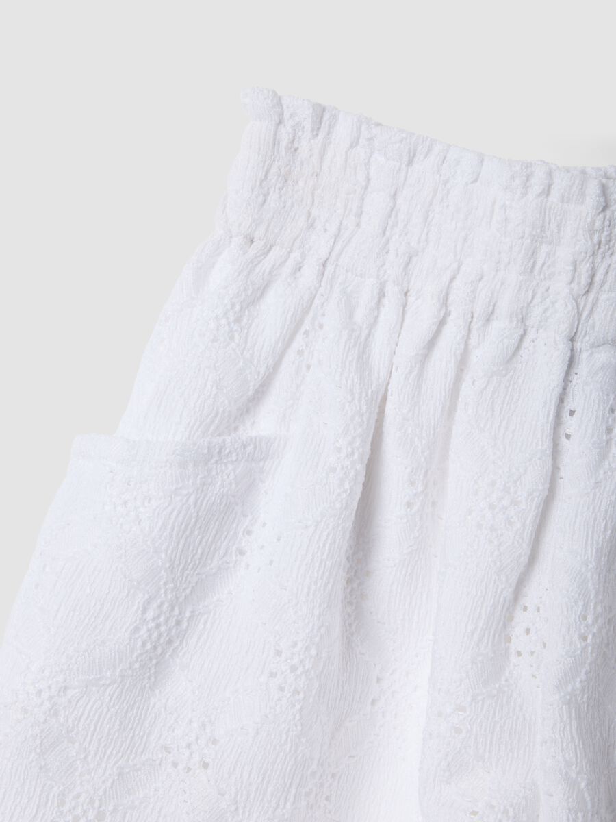 Cal&ccedil;&otilde;es brancos de menina em tecido el&aacute;stico com cintura el&aacute;stica, corte regular_2