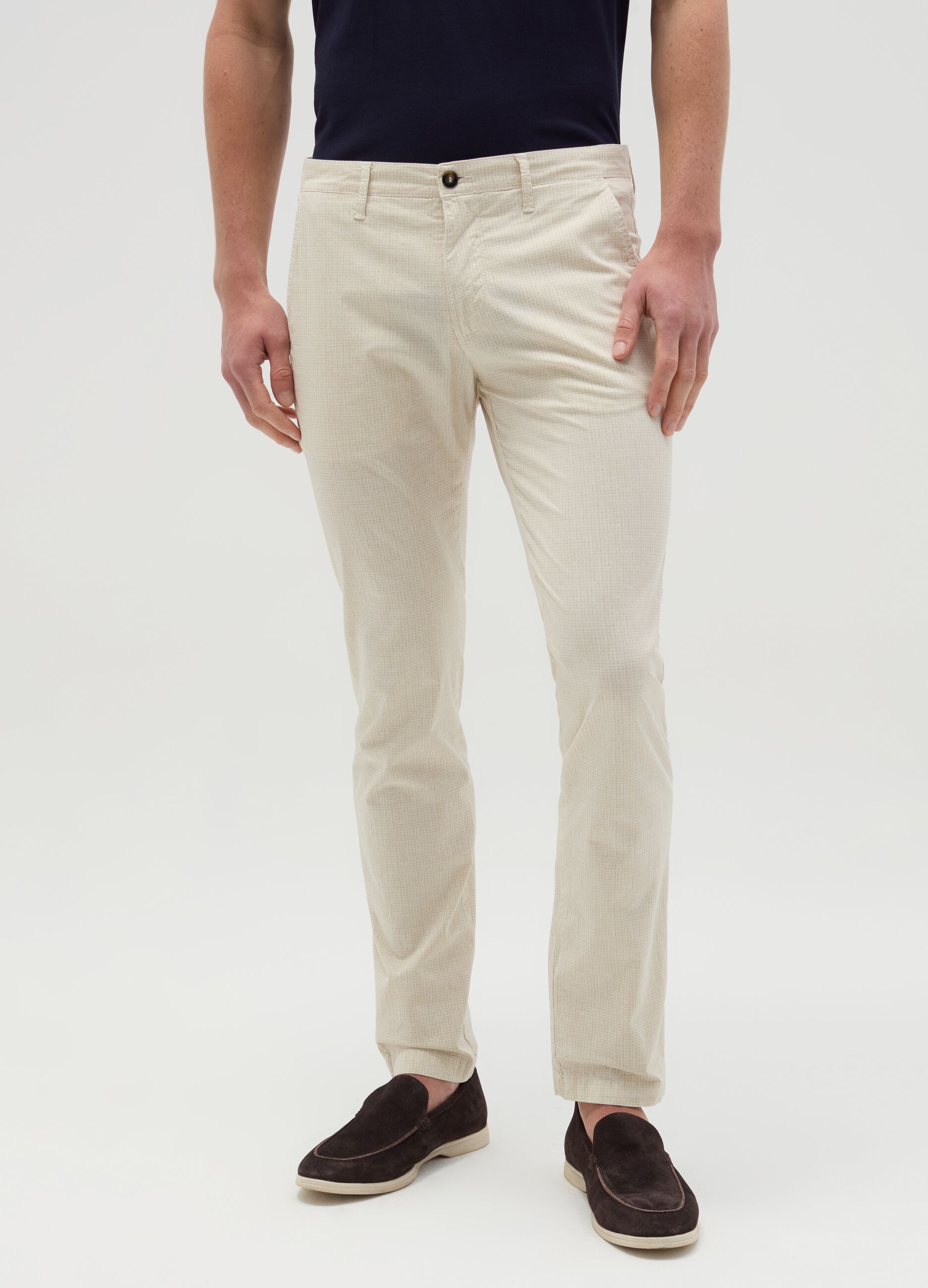 Slim-fit chino trousers in seersucker