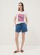 White pure cotton T-shirt with tropical print_1