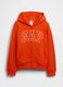 Children's orange cotton-blend hoodie with logo, zip, and hood_3