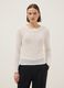 White cotton viscose blend knitted sweater with regular fit_0