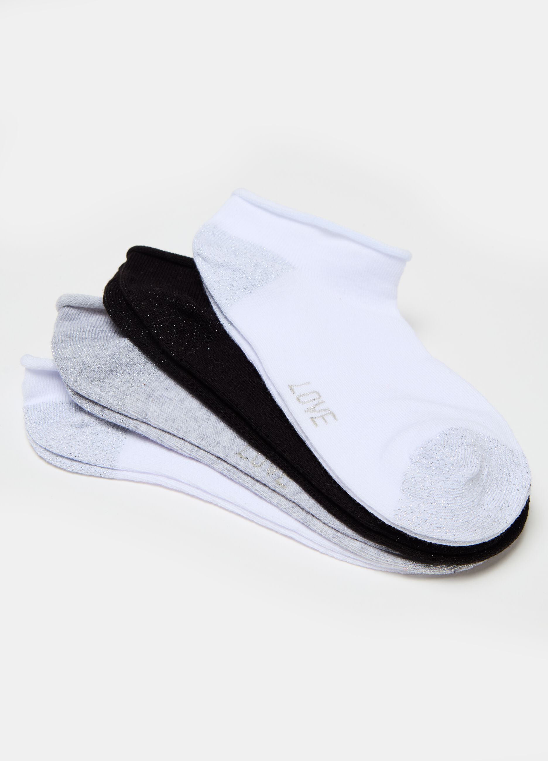 Pack cinco calcetines invisibles de algodón orgánico con lurex